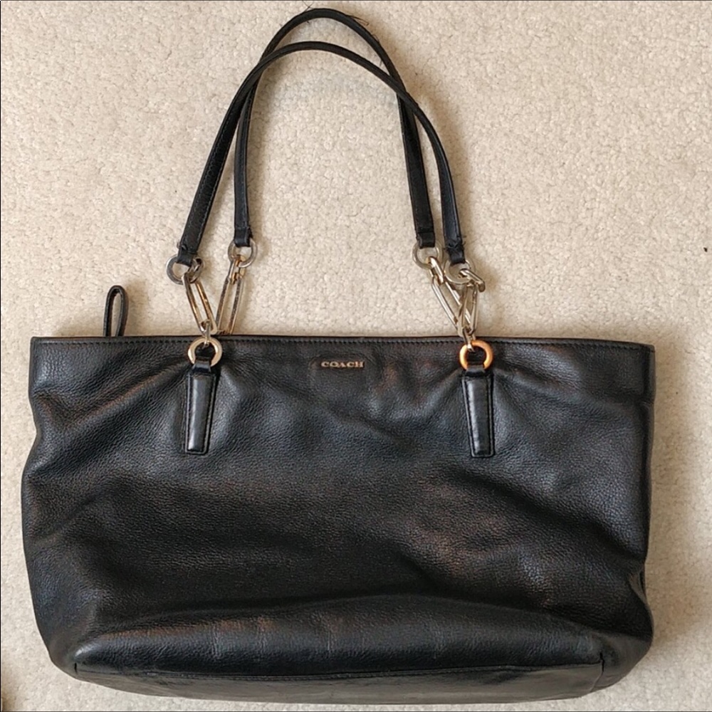Coach Black Leather Shopper Tote Bag